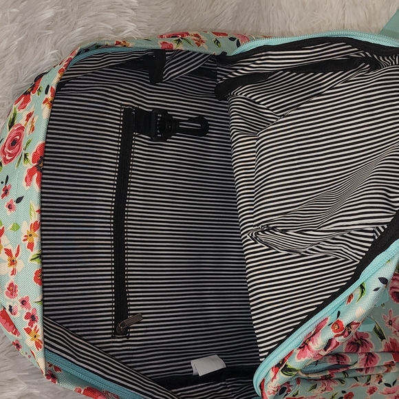 No Boundaries  Mist Mint Floral  Suede  Bottom Backpack - Picture 3 of 13